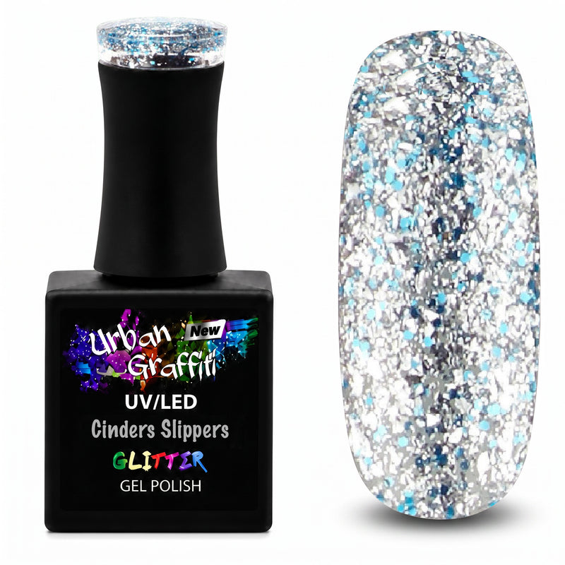 Cinders Slippers - UGGP-A0908 Urban Graffiti strieborný a modrý glitrový lak 15ml