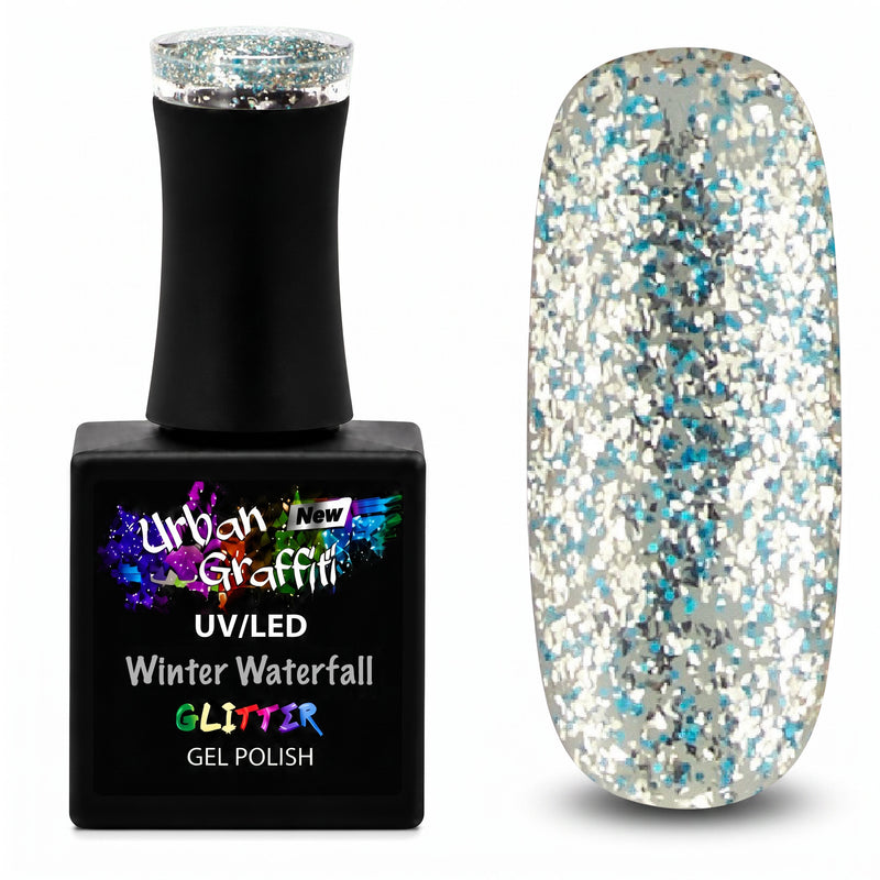 Winter Waterfall - UGGP-A0912 Urban Graffiti modrý a strieborný glitter gélový lak 15ml